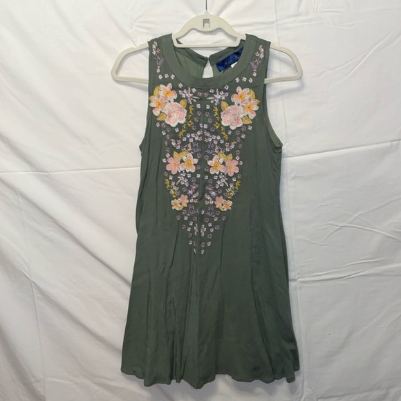 Green floral mini dress - Picture 1 of 3
